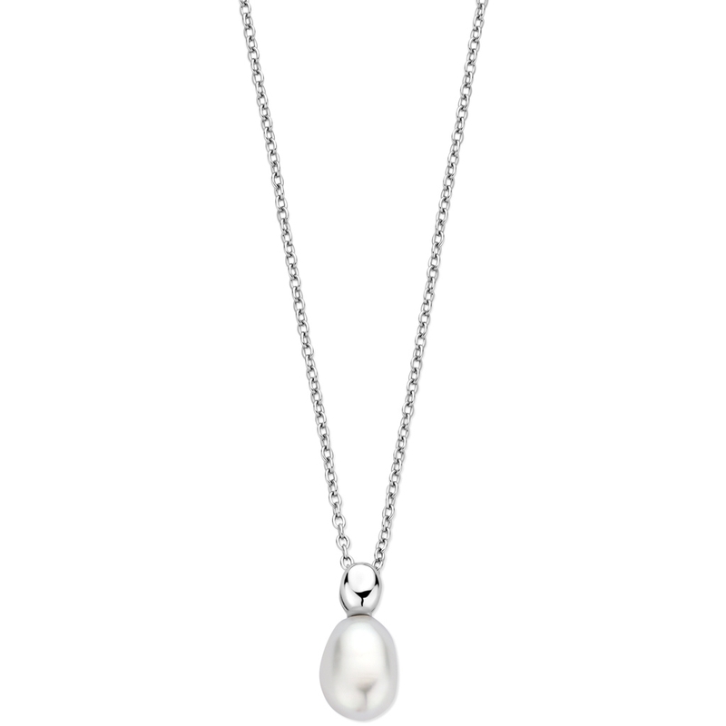 collier parel 41  4 cm zilver gerhodineerd