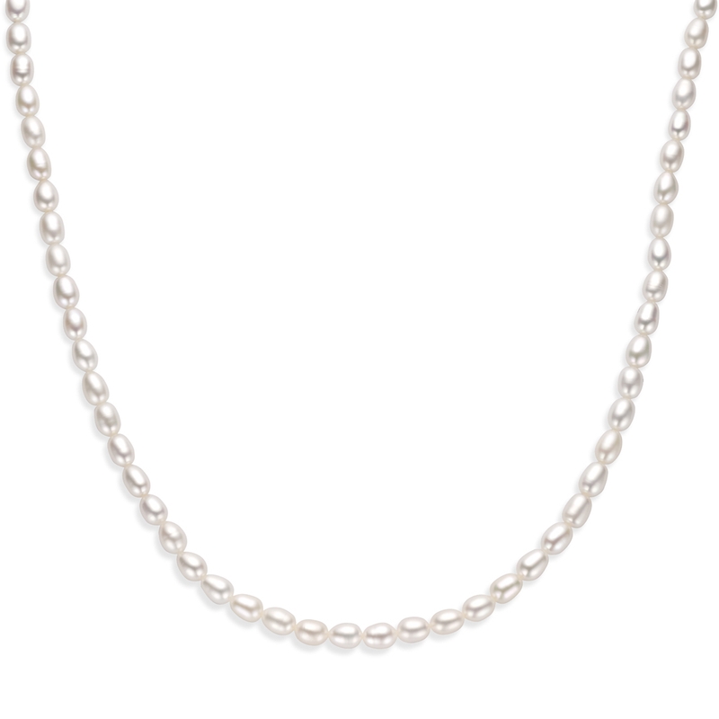 collier parels 41  4 cm zilver gerhodineerd