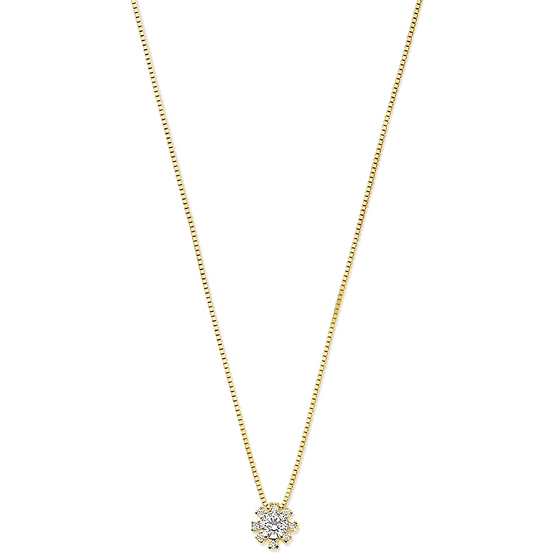collier rozet zirkonia 40 - 42 - 44 cm 14K geelgoud