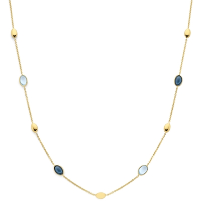 collier sky blue topaas en london blue topaas 45 cm 14K geelgoud
