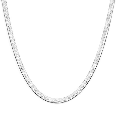 collier slang plat 43 cm zilver gerhodineerd