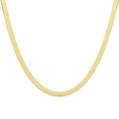 collier slang plat 7 mm 43 cm 3 micron zilver verguld geel