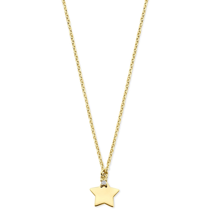 collier ster zirkonia 40 - 42 - 44 cm 14K geelgoud