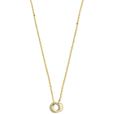 collier zirkonia 40 - 42 - 44 cm 14K geelgoud