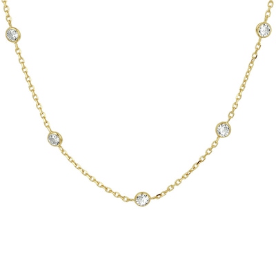 collier zirkonia 40  4 cm 3 micron zilver verguld geel