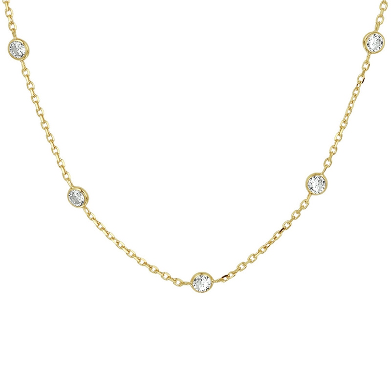 collier zirkonia 40  4 cm 3 micron zilver verguld geel