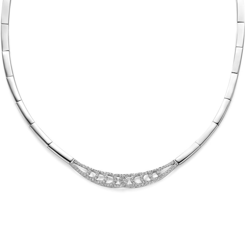 collier zirkonia 42  3 cm zilver gerhodineerd