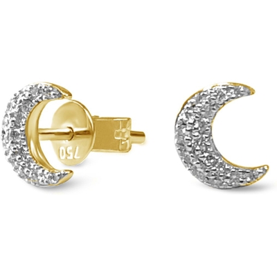 Culet GCJ0025 Half Moon 18k gouden oorknopjes met 0,12 ct diamant