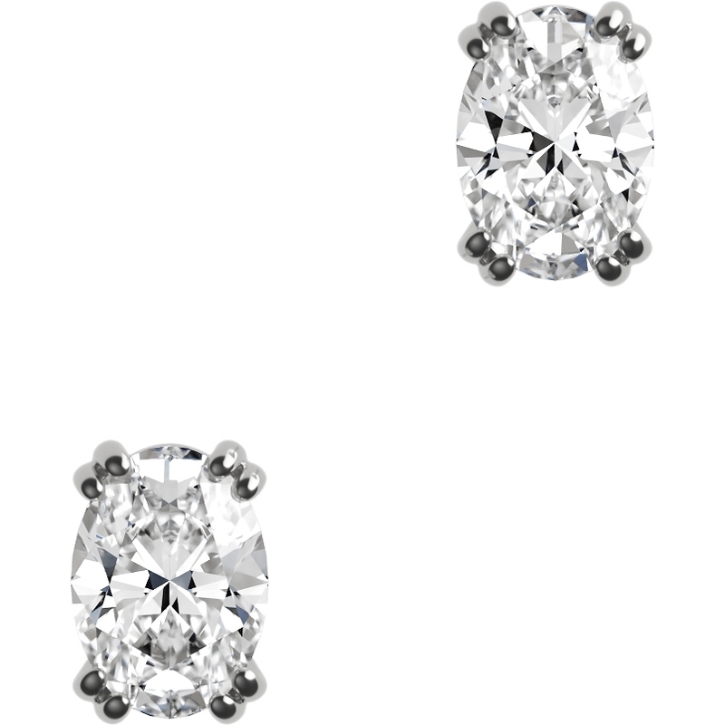 Delve Jewellery 004 18k witgouden oorknopjes met 0,60 ct diamant ovaal