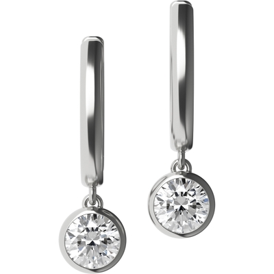 Delve Jewellery 011 18k witgouden oorringen met hanger met 1,00 ct diamant