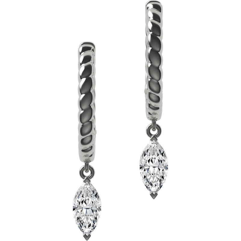 Delve Jewellery 012 18k witgouden oorringen met hanger met 0,60 ct diamant markies