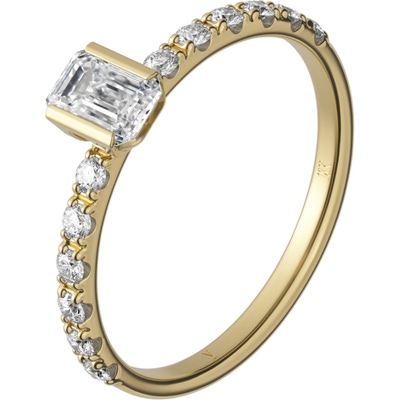 Delve Jewellery 003 18k gouden solitair ring met zijstenen 0,74 ct diamant