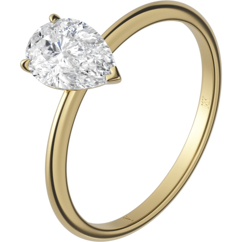 Delve Jewellery 010 18k gouden solitair ring peer met 1,00 ct diamant