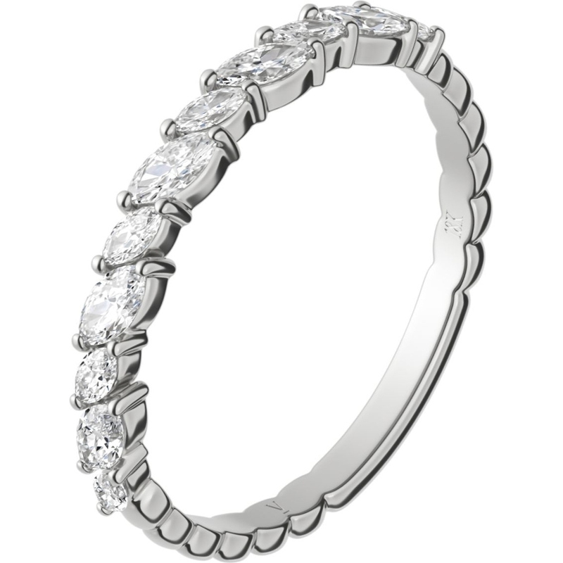 Delve Jewellery 023 18k witgouden rijring met 0,48 ct diamant markies