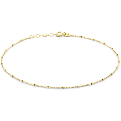 enkelbandje bolletjes 13 mm 24  2 cm 14K geelgoud