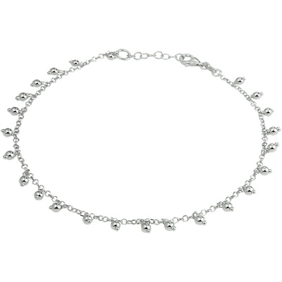 enkelbandje bolletjes 20 mm 24  2 cm zilver gerhodineerd