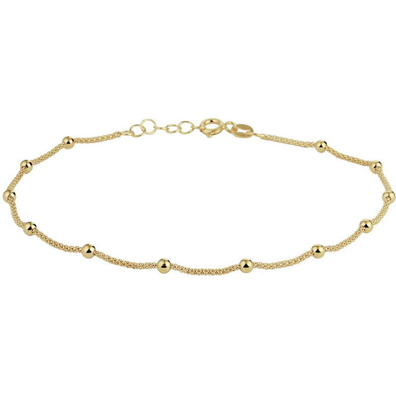 enkelbandje bolletjes 30 mm 24  2 cm 3 micron zilver verguld geel
