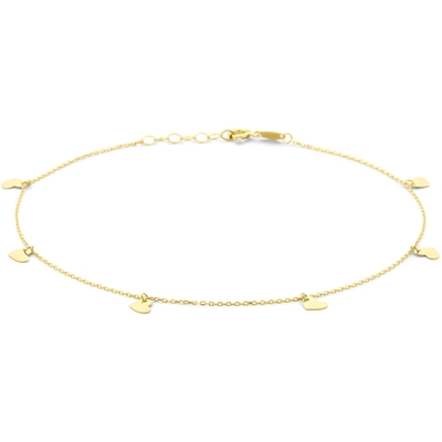enkelbandje hartjes 24  2 cm 14K geelgoud
