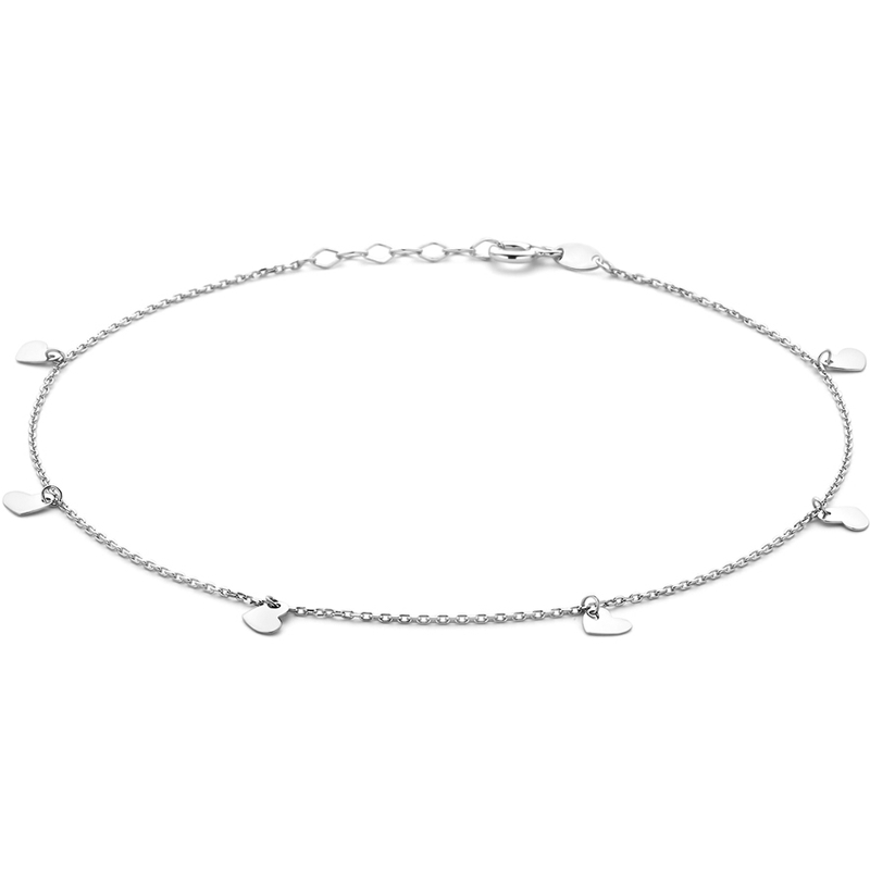 enkelbandje hartjes 24  2 cm zilver gerhodineerd