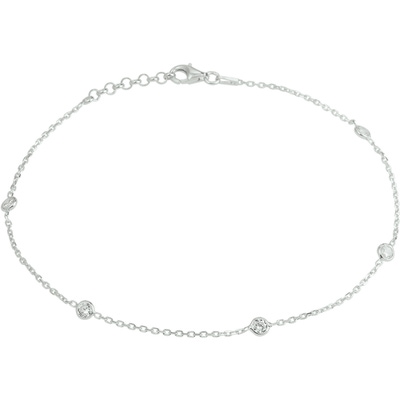 enkelbandje zirkonia 24  2 cm zilver gerhodineerd