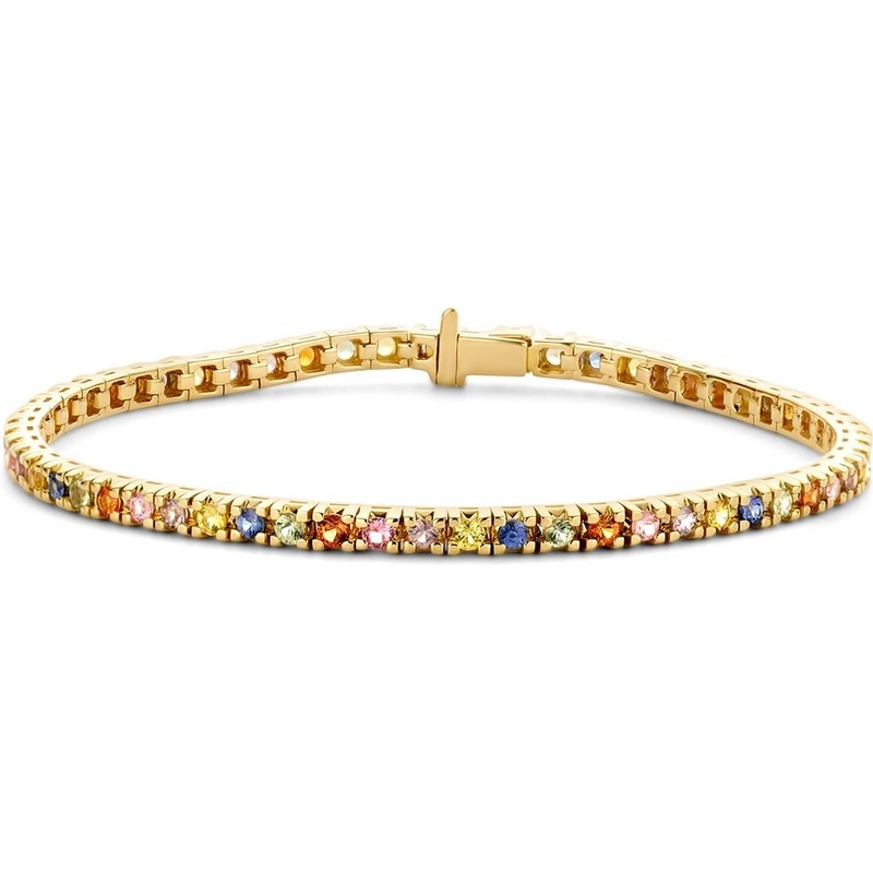 Excellent Jewelry AG137170 14k gouden tennisarmband met regenboog saffier