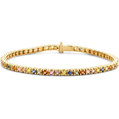 AG137170 14k gouden tennisarmband met regenboog saffier