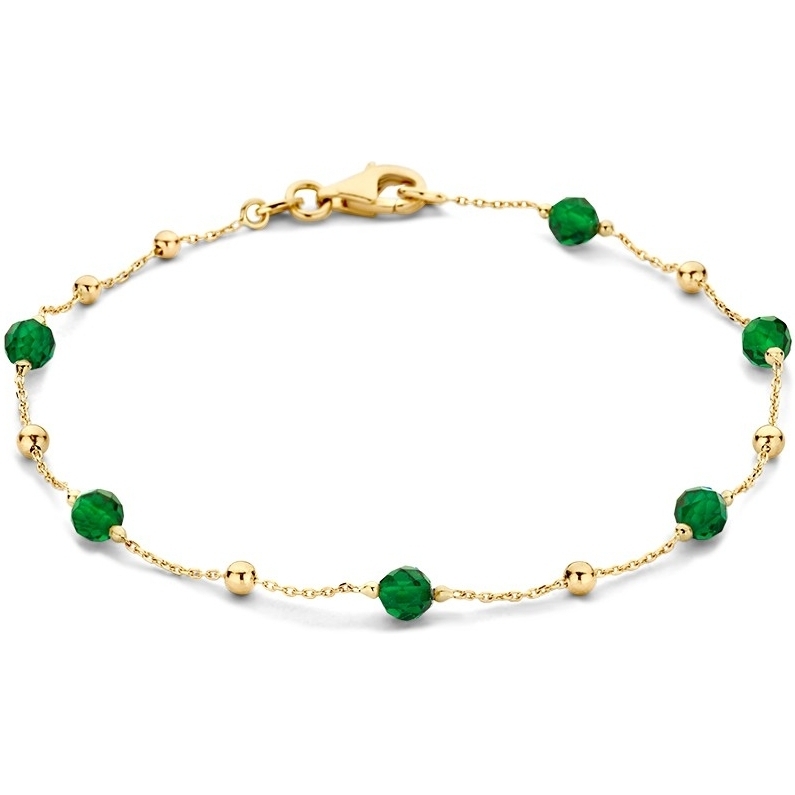 Excellent Jewelry AW127839 14k gouden armband met groen zirkonia 19 cm