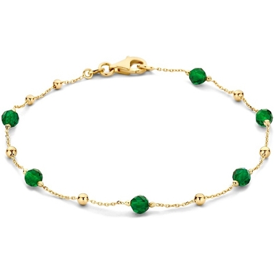 AW127839 14k gouden armband met groen zirkonia 19 cm