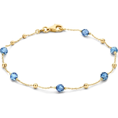 AW127841 14k gouden armband met blauw zirkonia 19 cm
