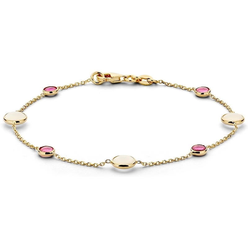 Excellent Jewelry AW137574 14k gouden armband met edelstenen