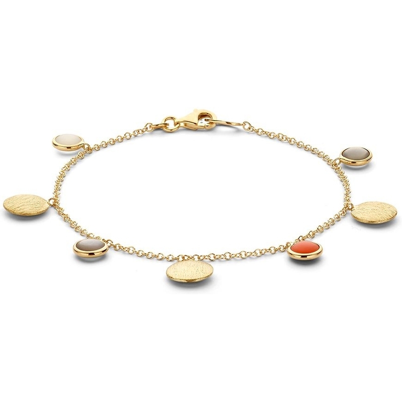 Excellent Jewelry AW137636 14k gouden armband met edelstenen 19 cm