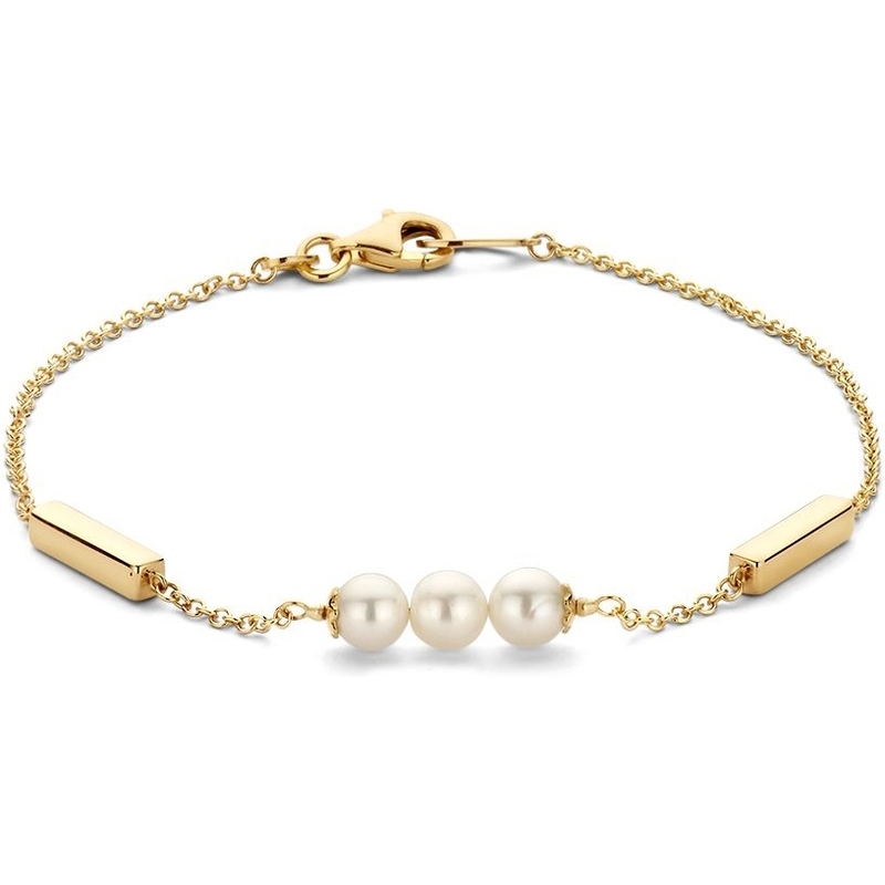 Excellent Jewelry AW137643 14k gouden armband met parel 19 cm