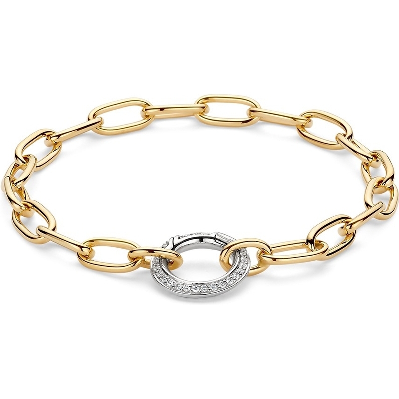 Excellent Jewelry AW417930 14k goud met witgouden schakelarmband met 0,42 ct diamant