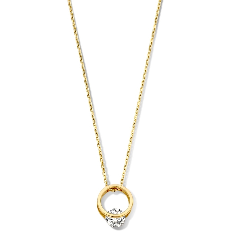 Excellent Jewelry CE127505 14k gouden ketting met zirkonia hanger