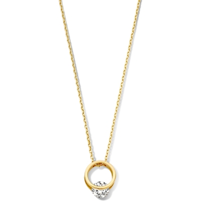 CE127505 14k gouden ketting met zirkonia hanger