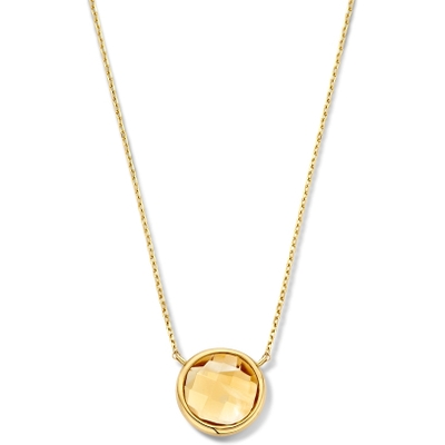 CE137498 14k gouden ketting met citrien hanger