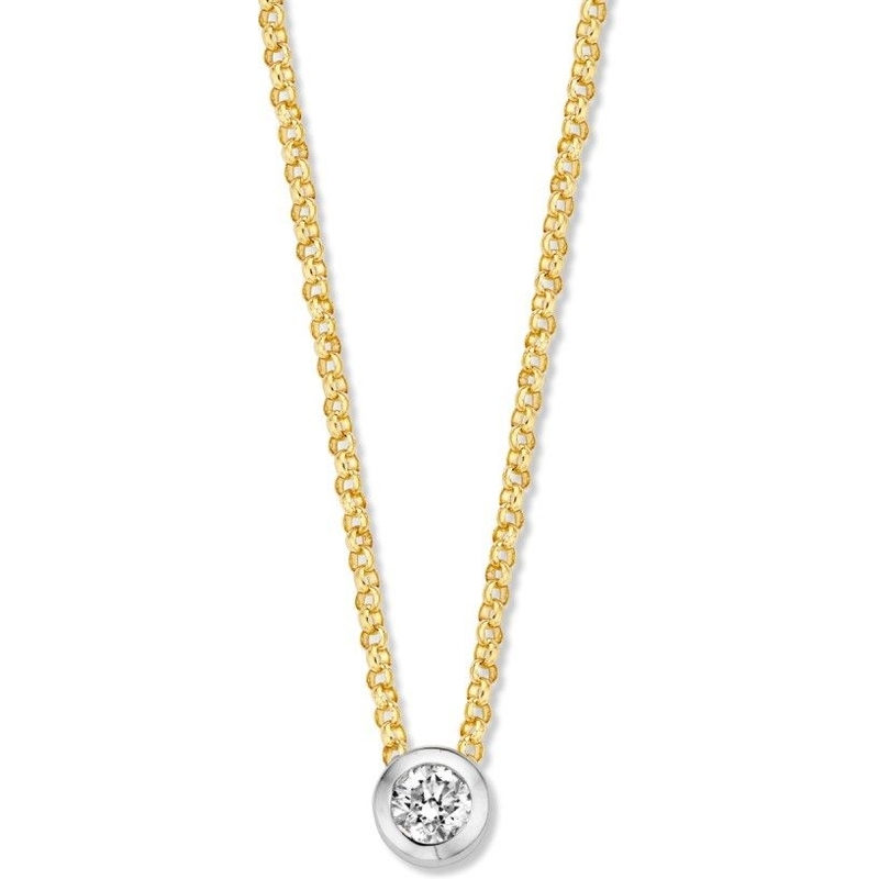 Excellent Jewelry CG416564 14k bicolor gouden ketting met 0,10 ct diamant