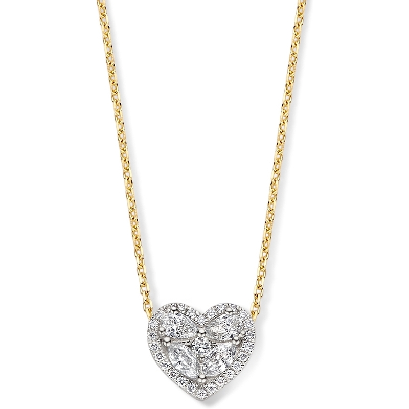 Excellent Jewelry CG417535 14k gouden ketting met hart 0,50 ct diamant hanger