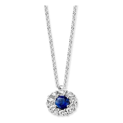 CP216621 14 karaat witgouden ketting met saffier en 025 ct diamant
