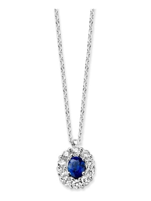 CP216621 14 karaat witgouden ketting met saffier en 025 ct diamant