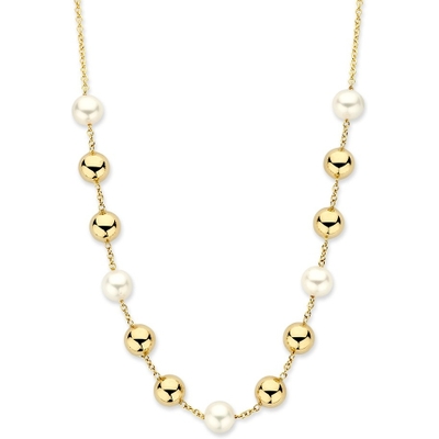 CW137836 14k gouden collier met parels 45 cm