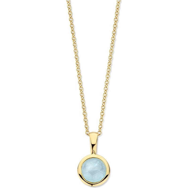 Excellent Jewelry CW137845 14k gouden ketting met aquamarijn hanger 45 cm