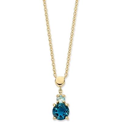 CW137848 14k gouden ketting met london blue topaas hanger