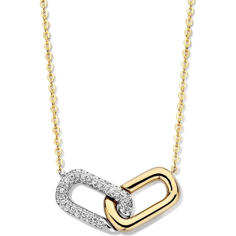 Excellent Jewelry CX417667 14k bicolor gouden ketting met 0,26 ct diamant