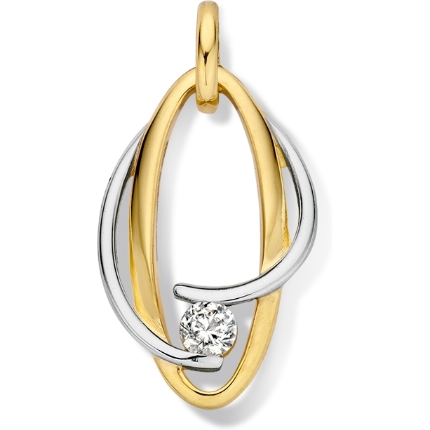 Excellent Jewelry HB427563 14k bicolor gouden hanger met zirkonia