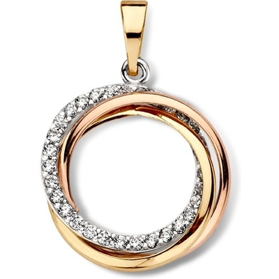 HE727705 14k tricolor gouden hanger met zirkonia