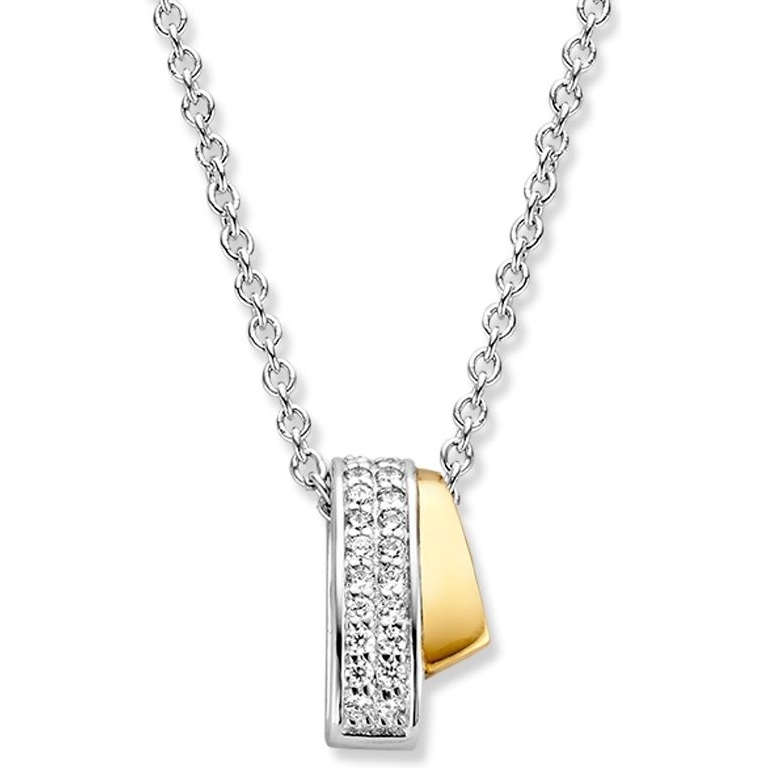 Excellent Jewelry HF627136 Zilveren hanger met 14k goud met zirkonia 16 mm