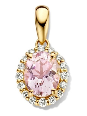 HG137124 14k gouden hanger met morganiet en 019 ct diamant