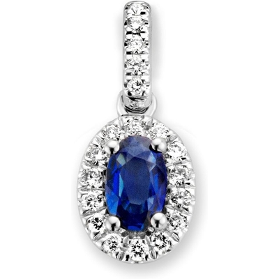 HG216656 14k witgouden hanger met saffier en 010 ct diamant