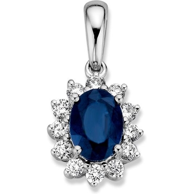 HG216992 14k witgouden hanger met saffier en 027 ct diamant